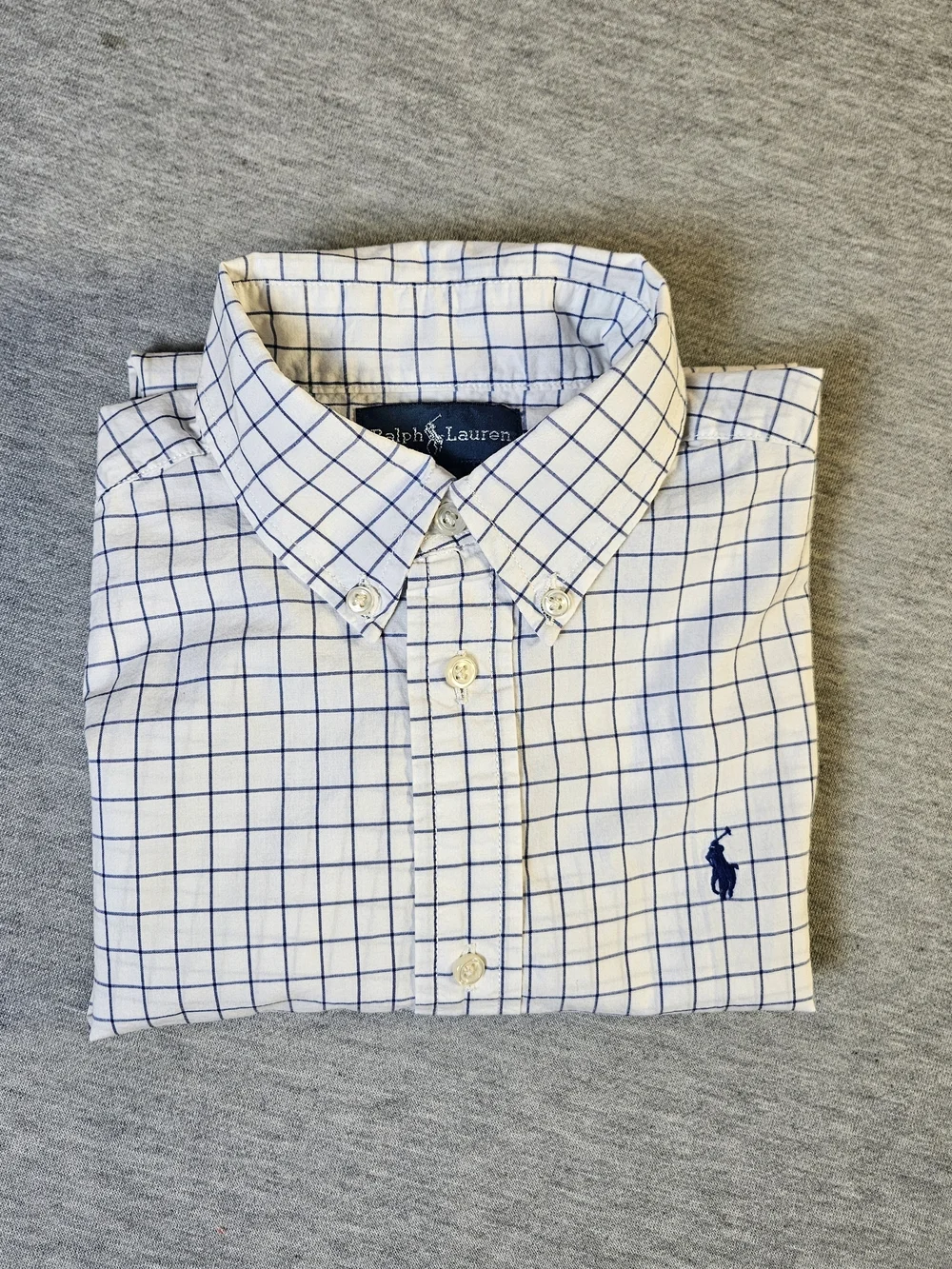 Bundle 2 pieces Ralph Lauren Dress Shirts Plaid & blue/white Boys size 7